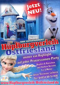 4 Große Hüpfburg anlagen im Verleih mit oder ohne Rutsche Die Hüpfburg von Frozen & co. hat eine ganz besondere Anziehungskraft auf Kinder und bietet eine ganze Menge Spaß.